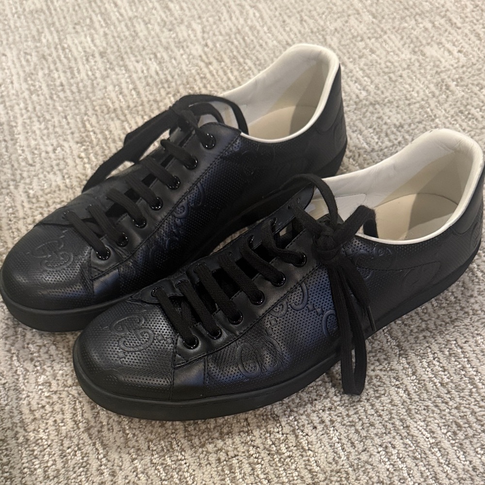 Gucci Black Leather Casual Shoes